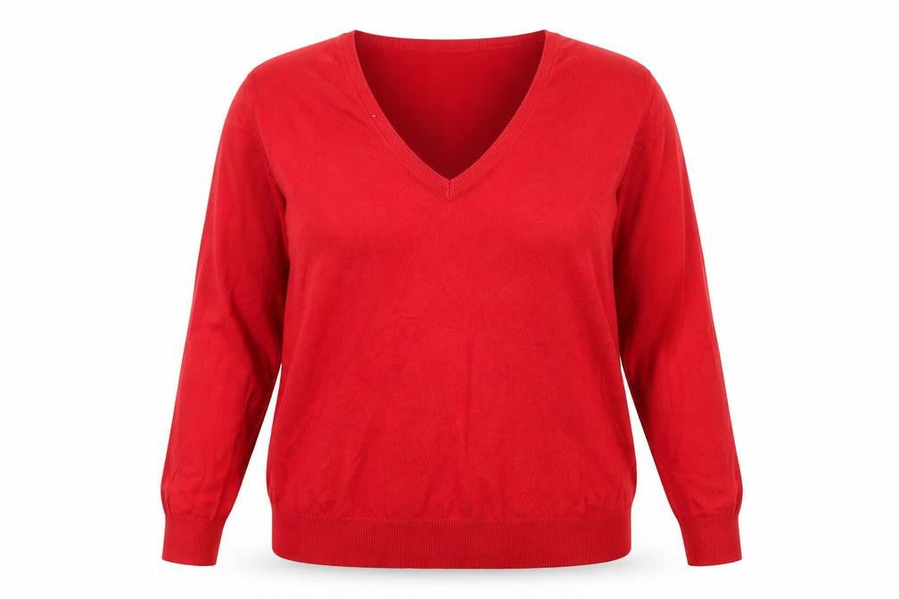 Marks & Spencer Womens Red V-Neck  Viscose Pullover Jumper Size 18