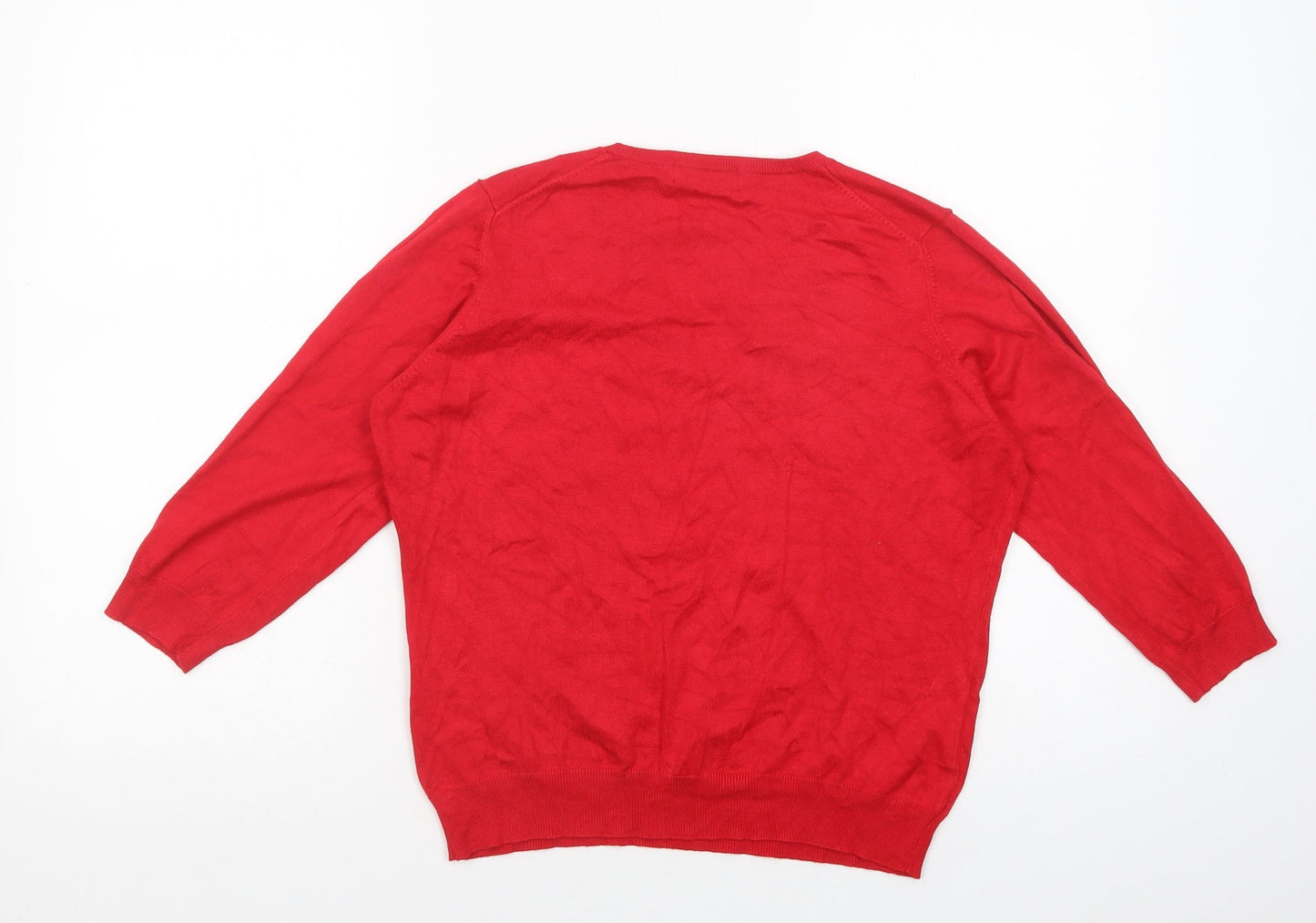 Marks and Spencer Womens Red V-Neck  Viscose Pullover Jumper Size 18