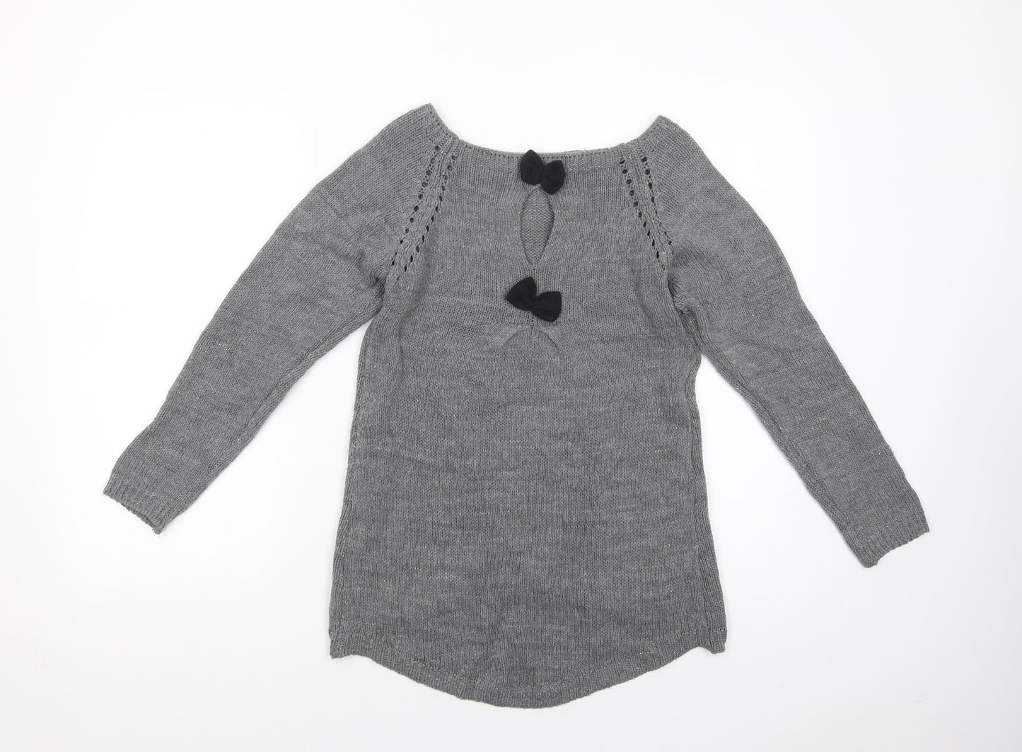Made in Italy Womens Grey Boat Neck  Acrylic Pullover Jumper Size S