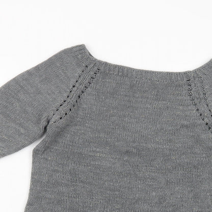 Made in Italy Womens Grey Boat Neck  Acrylic Pullover Jumper Size S