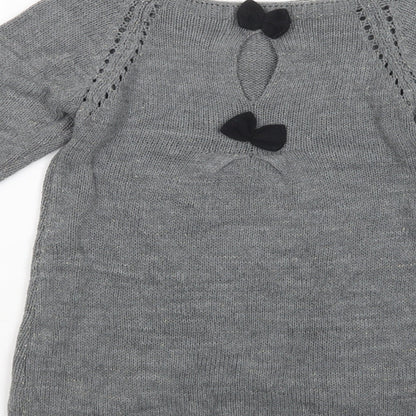Made in Italy Womens Grey Boat Neck  Acrylic Pullover Jumper Size S