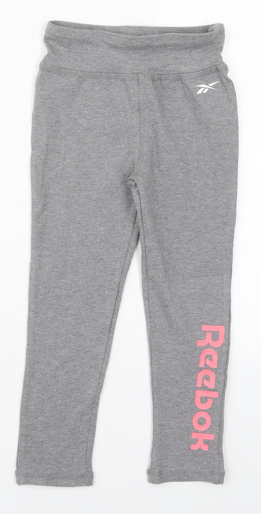 Reebok Girls Grey  Cotton Sweatpants Trousers Size 7-8 Years  Regular