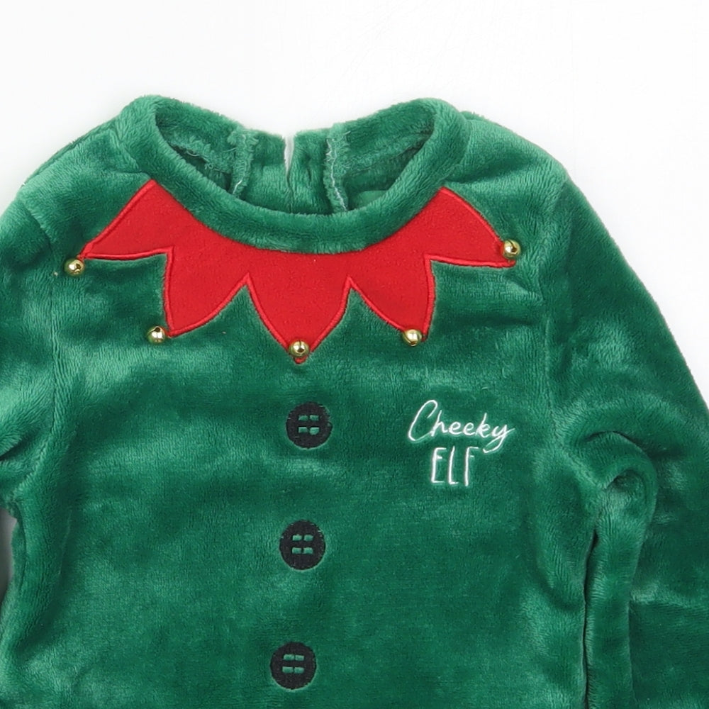 TJM Boys Green  Polyester Basic T-Shirt Size 6-7 Years Round Neck Button - Cheeky Elf