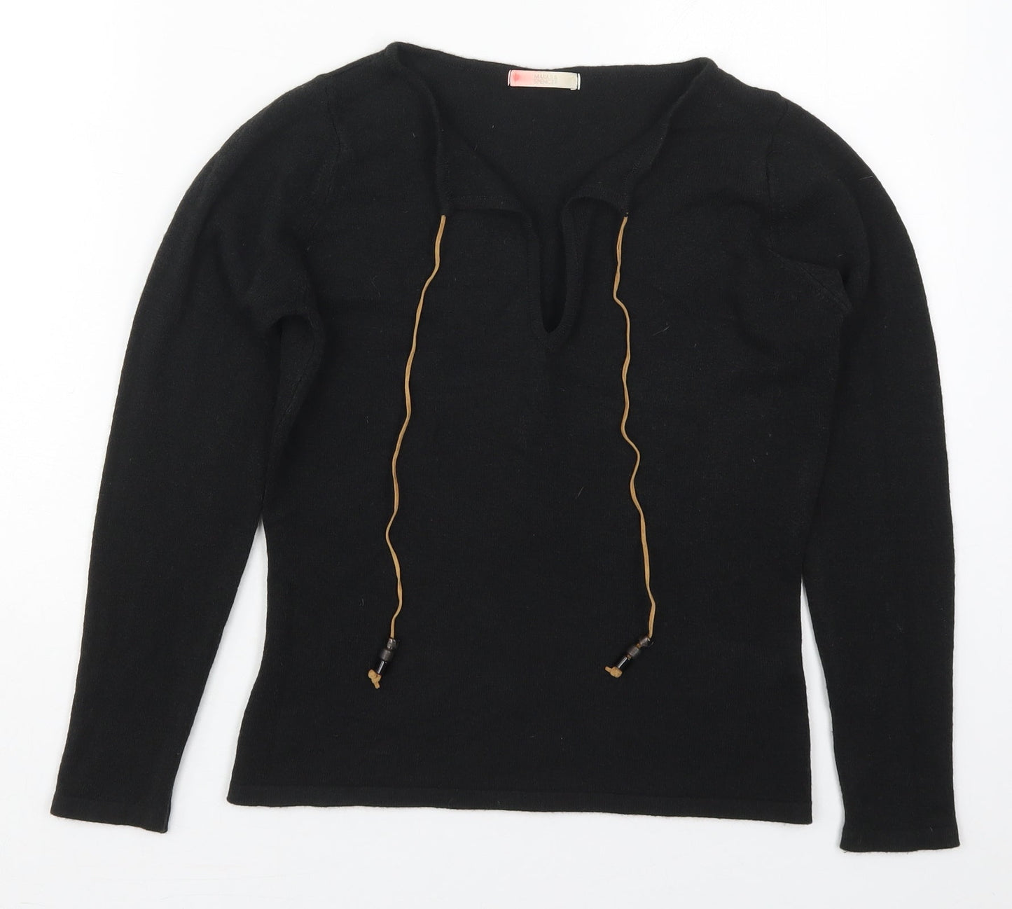 Marks and Spencer Womens Black V-Neck  Acrylic Pullover Jumper Size 10