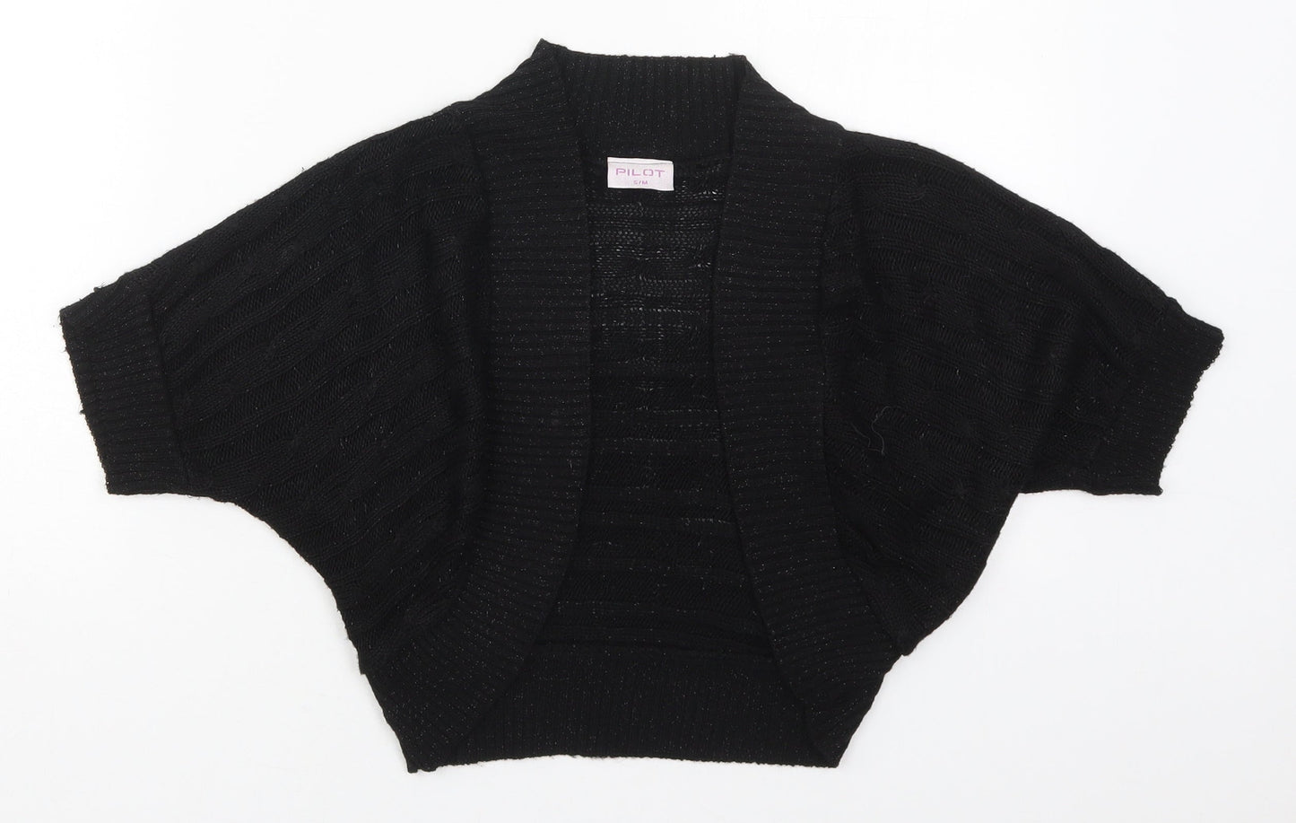 Pilot Womens Black V-Neck  Acrylic Cardigan Jumper Size S