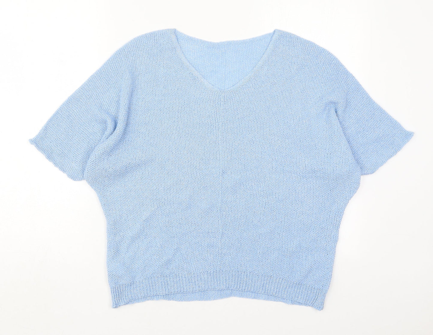 Preworn Womens Blue V-Neck  Acrylic Pullover Jumper Size M