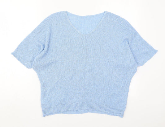 Preworn Womens Blue V-Neck  Acrylic Pullover Jumper Size M