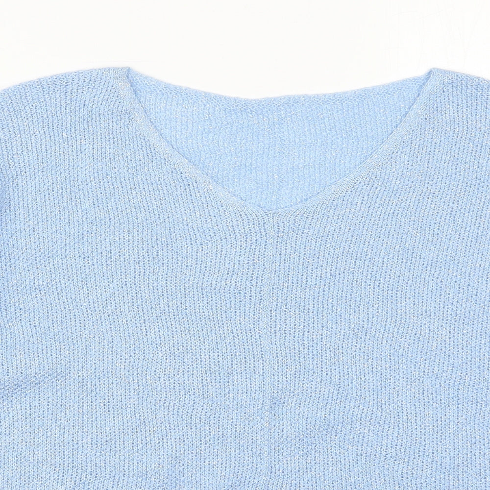 Preworn Womens Blue V-Neck  Acrylic Pullover Jumper Size M