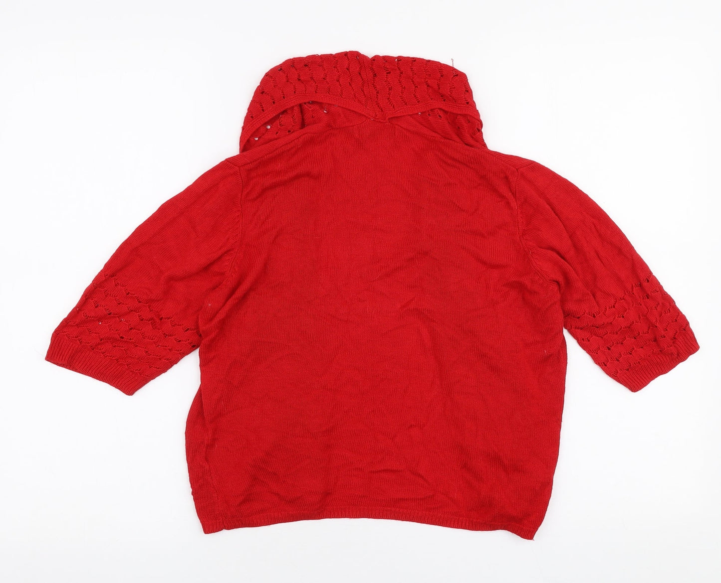 Miladys Womens Red Collared  Viscose Cardigan Jumper Size L