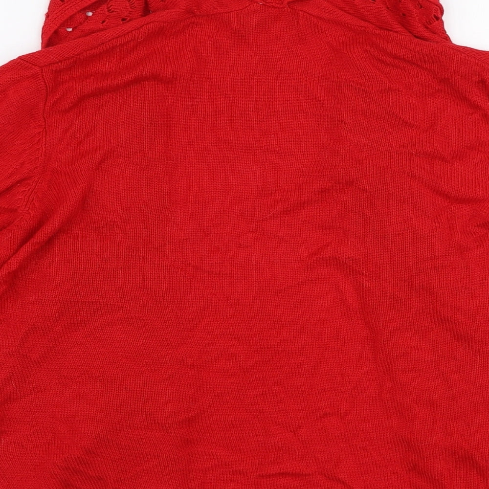Miladys Womens Red Collared  Viscose Cardigan Jumper Size L