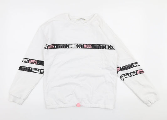 George Girls White  Polyester Pullover Sweatshirt Size 12-13 Years  Pullover - Work out mode