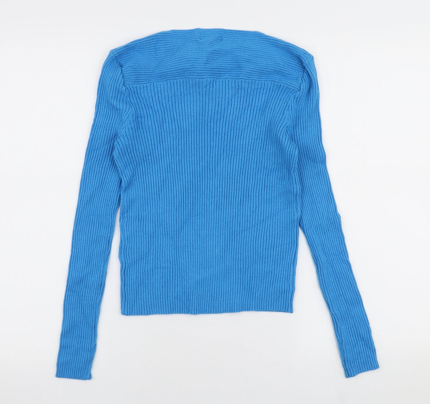 Warehouse Womens Blue V-Neck  Viscose Pullover Jumper Size M