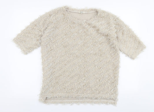 River Island Womens Beige Round Neck  Polyester Pullover Jumper Size 14