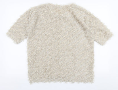 River Island Womens Beige Round Neck  Polyester Pullover Jumper Size 14