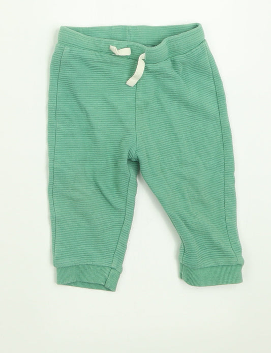 Marks and Spencer Boys Green  Cotton Capri Trousers Size 6-9 Months  Tie