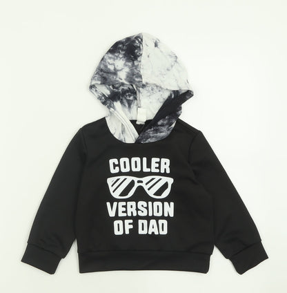 SHEIN Boys Black  Polyester Pullover Hoodie Size 2 Years  Pullover - cooler version of dad