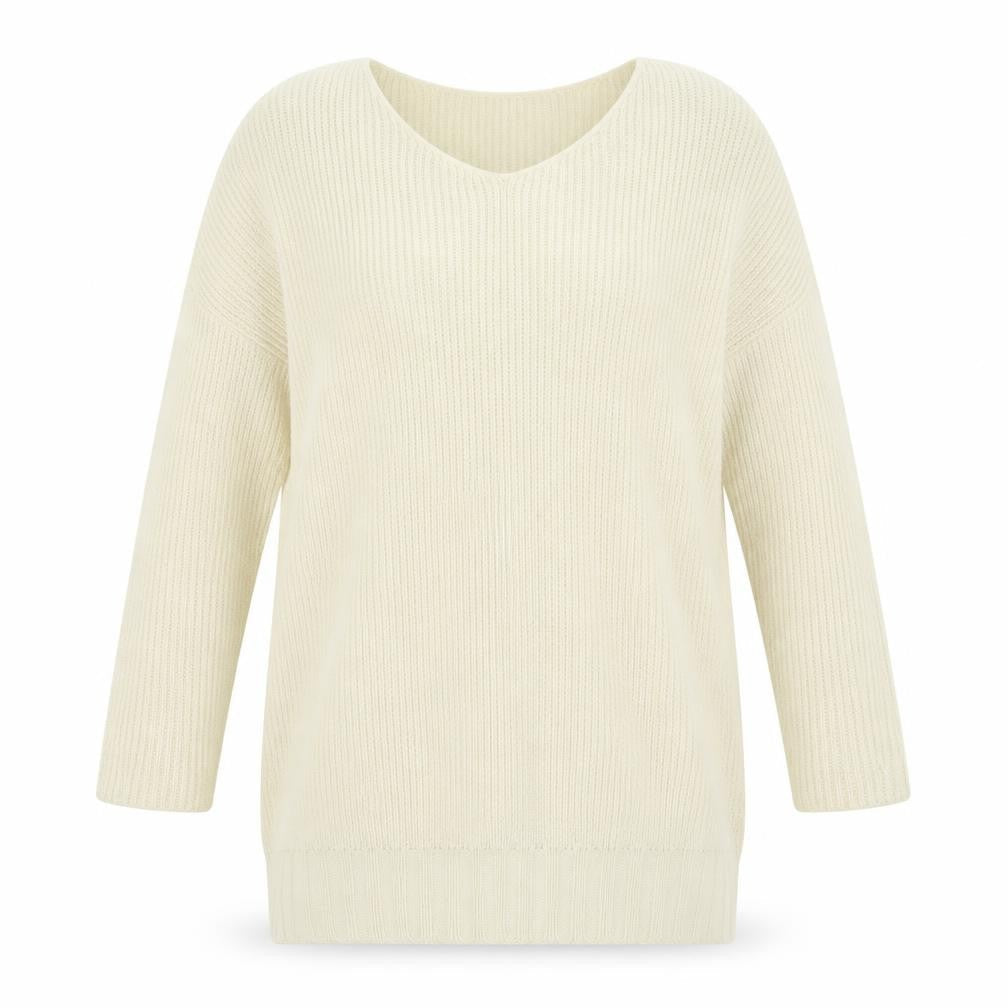 H&M Womens Ivory V-Neck  Acrylic Pullover Jumper Size XS