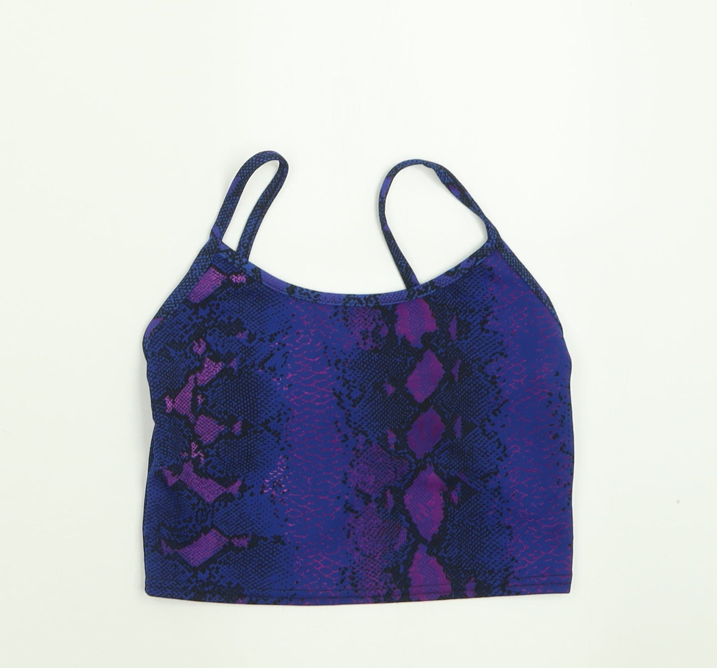 Missguided Womens Purple Animal Print Polyester Cropped Tank Size 6 Scoop Neck
