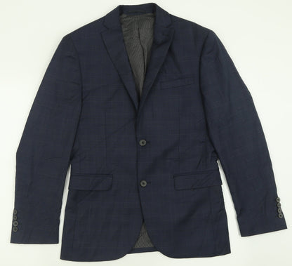 Next Mens Black Plaid Polyester Jacket Suit Jacket Size 36