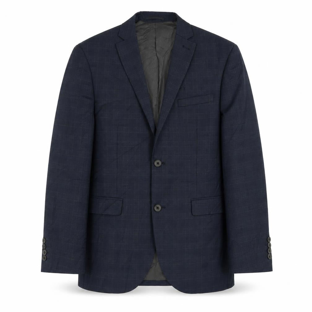 NEXT Mens Black Plaid Polyester Jacket Suit Jacket Size 36