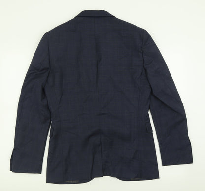 Next Mens Black Plaid Polyester Jacket Suit Jacket Size 36