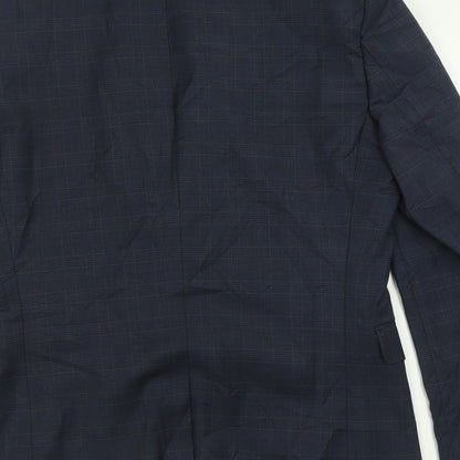 Next Mens Black Plaid Polyester Jacket Suit Jacket Size 36