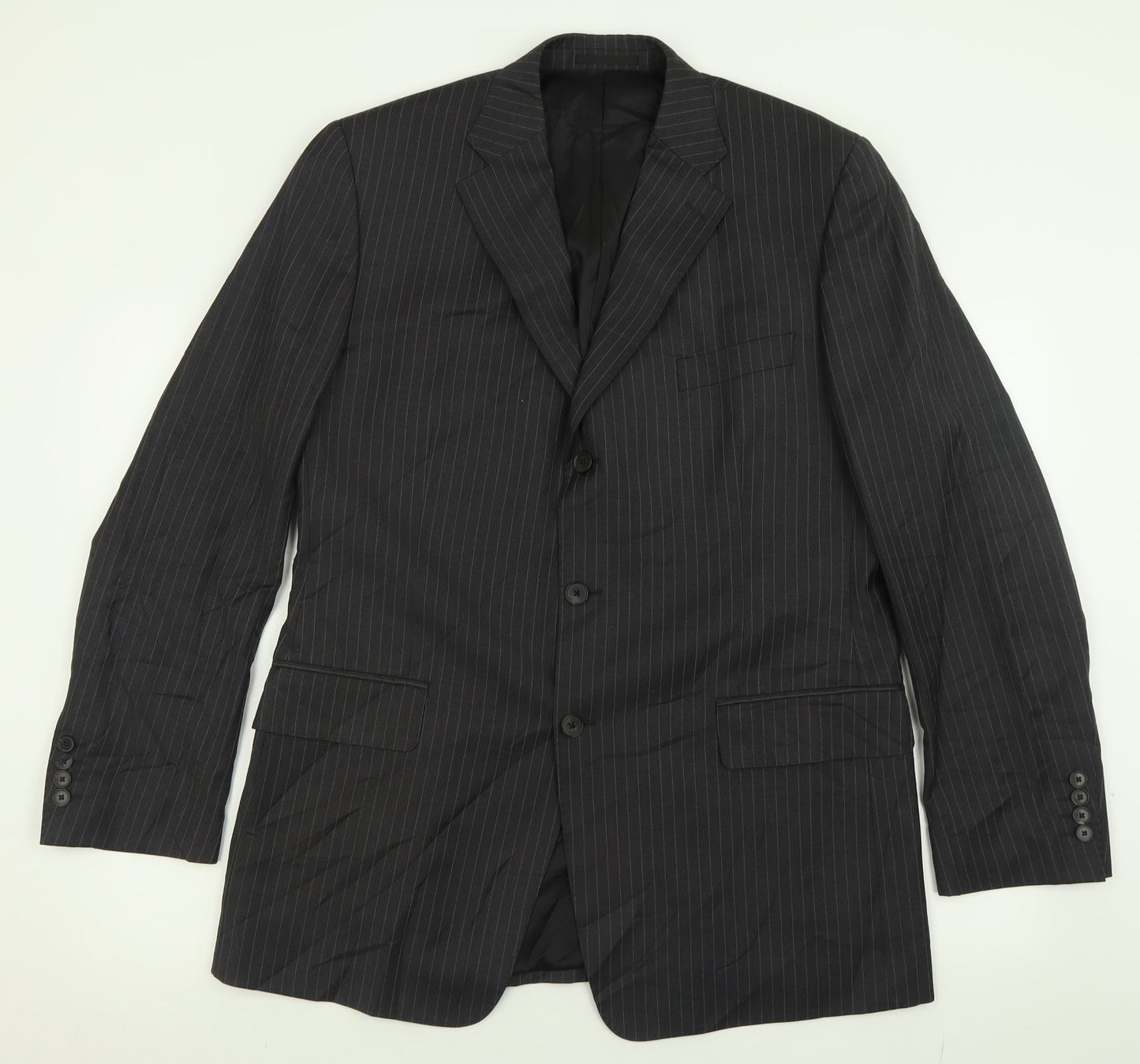 jaegar Mens Grey Striped Wool Jacket Suit Jacket Size 42