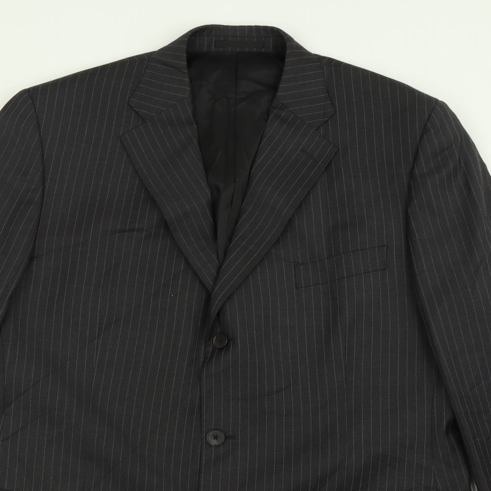 jaegar Mens Grey Striped Wool Jacket Suit Jacket Size 42