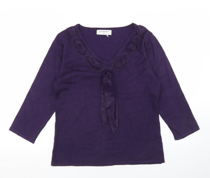 Just Elegance Womens Purple Scoop Neck  Viscose Pullover Jumper Size L