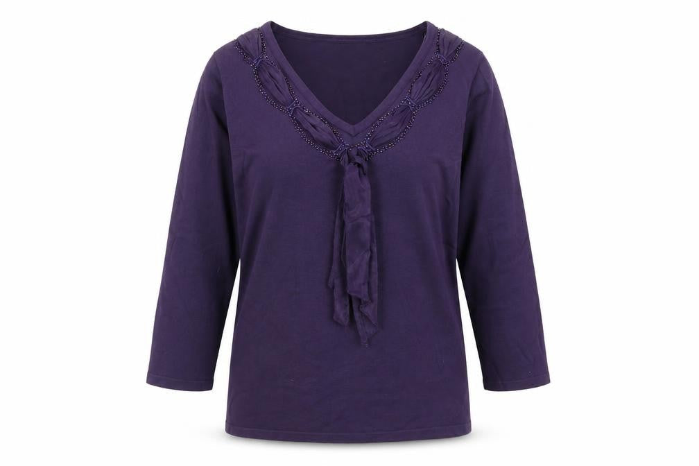 Just Elegance Womens Purple Scoop Neck  Viscose Pullover Jumper Size L