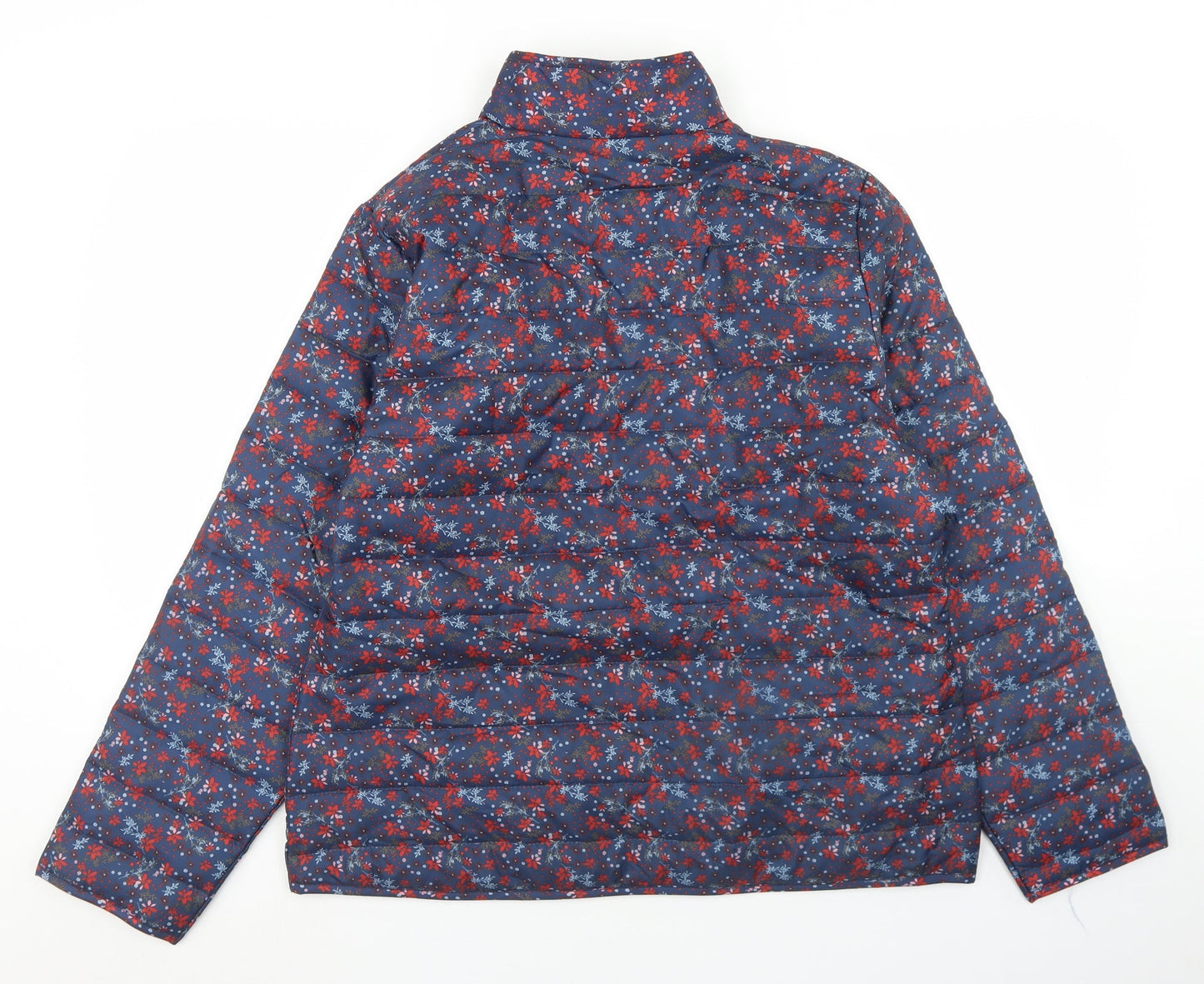 Anna De Lancay Womens Blue Floral  Puffer Jacket Jacket Size M  Zip