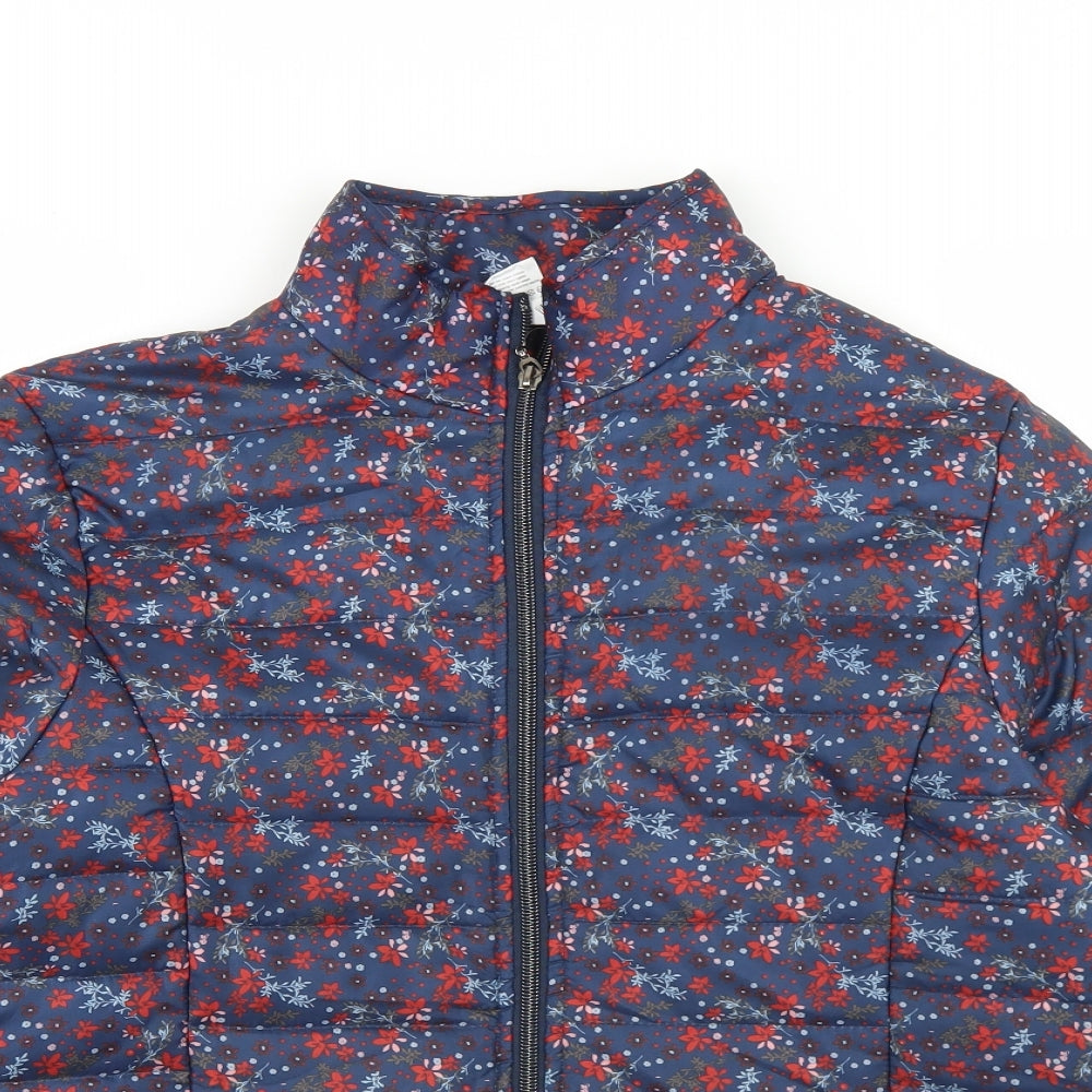Anna De Lancay Womens Blue Floral  Puffer Jacket Jacket Size M  Zip