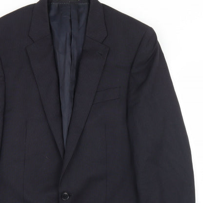 Next Mens Blue Striped Wool Jacket Blazer Size 38