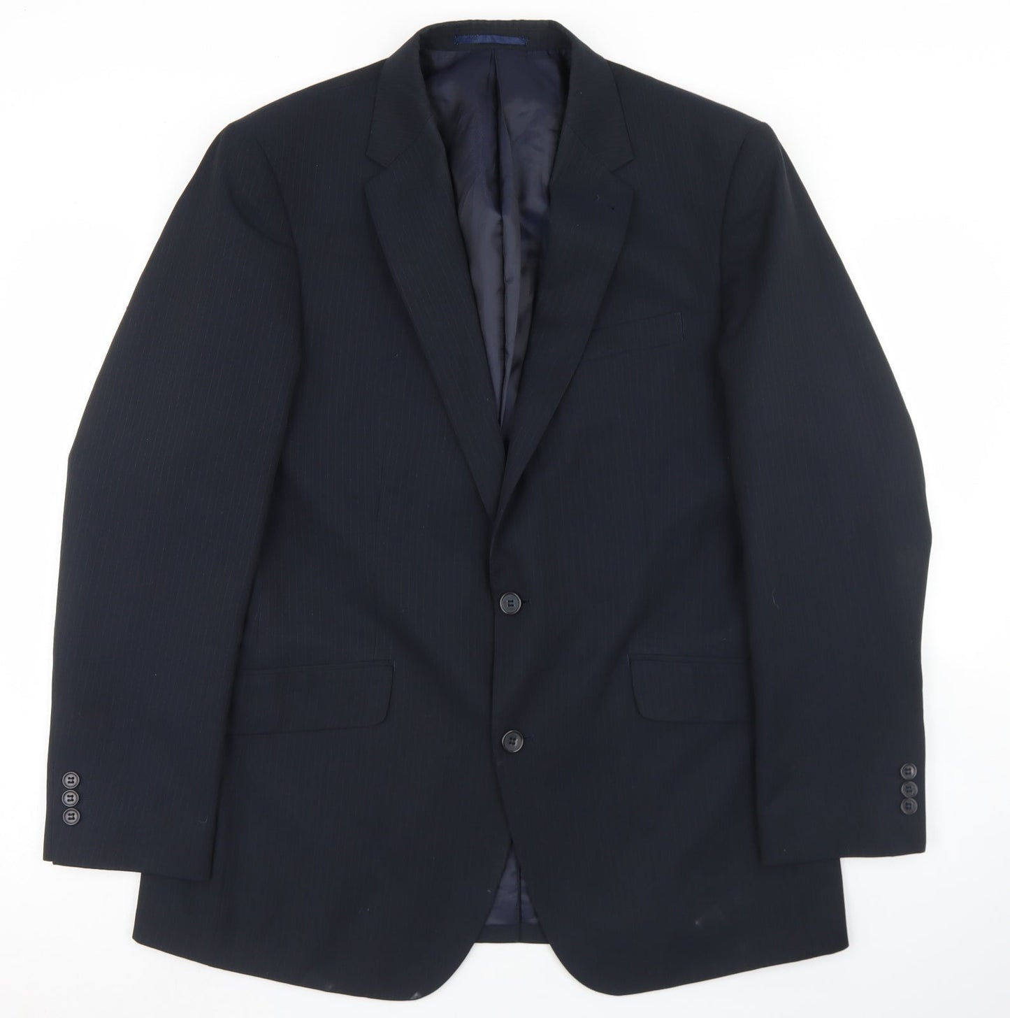 Taylor & Wright Mens Black Striped Polyester Jacket Blazer Size 42