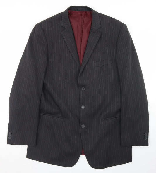 Taylor & Wright Mens Grey Striped Polyester Jacket Blazer Size 44