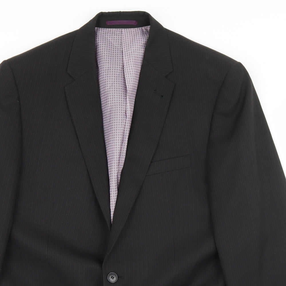 Taylor & Wright Mens Black Striped Polyester Jacket Blazer Size 42