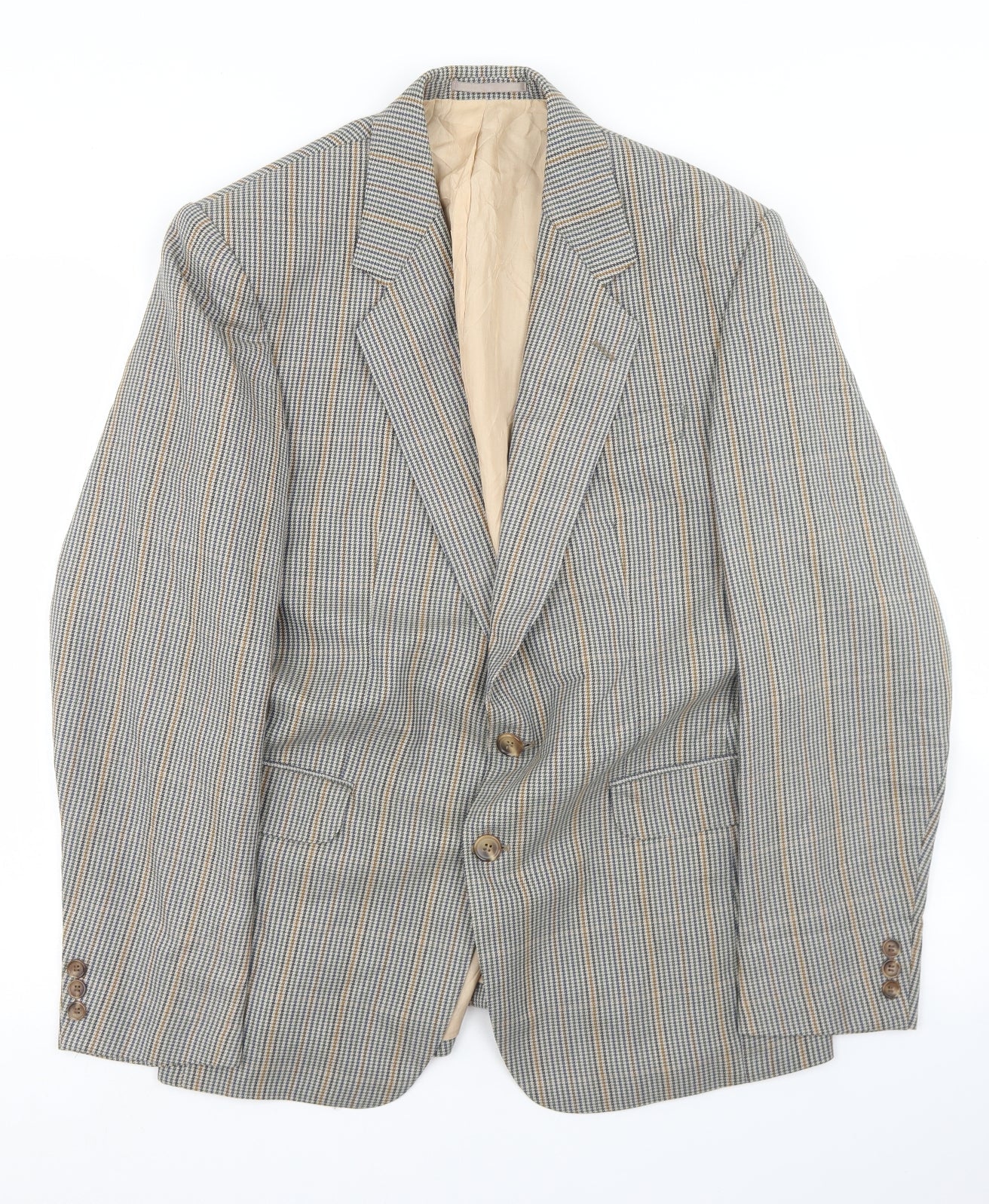 Man International Mens Multicoloured Houndstooth Polyester Jacket Blazer Size 36