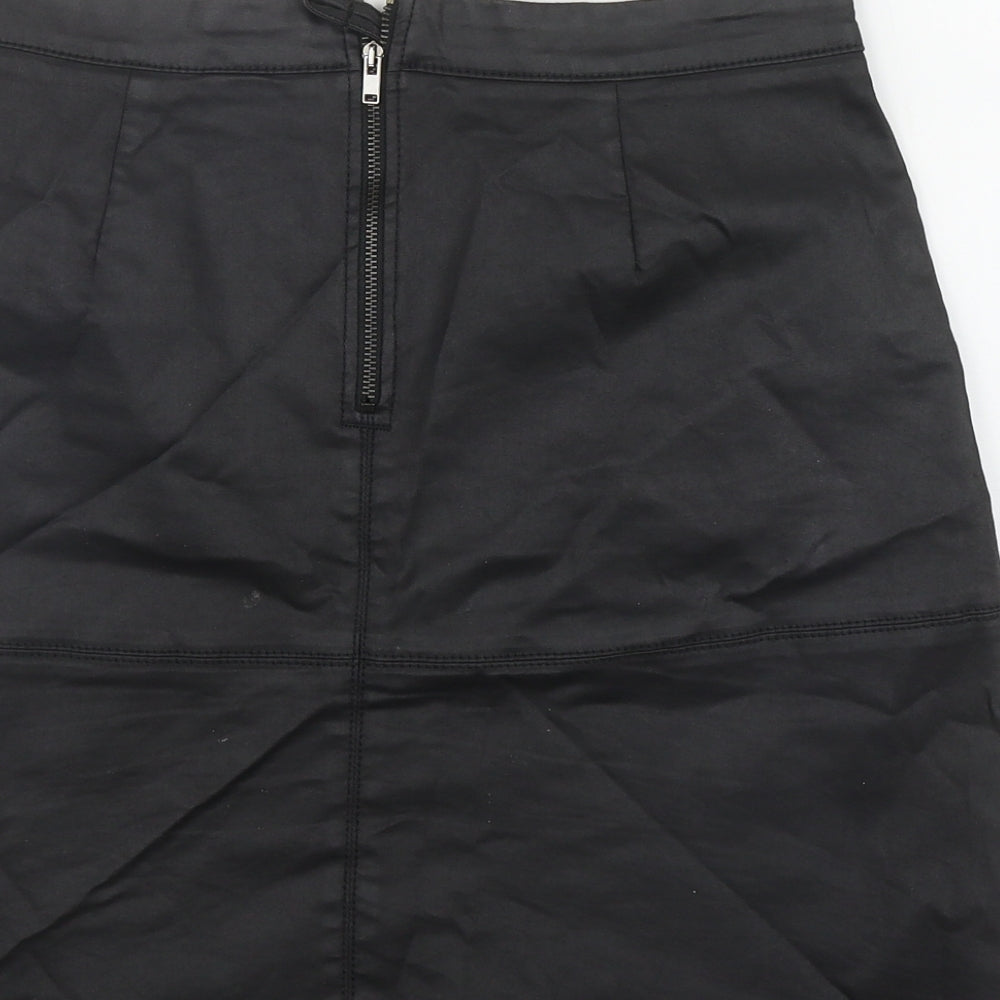 NEXT Womens Black  Cotton A-Line Skirt Size 10   Zip