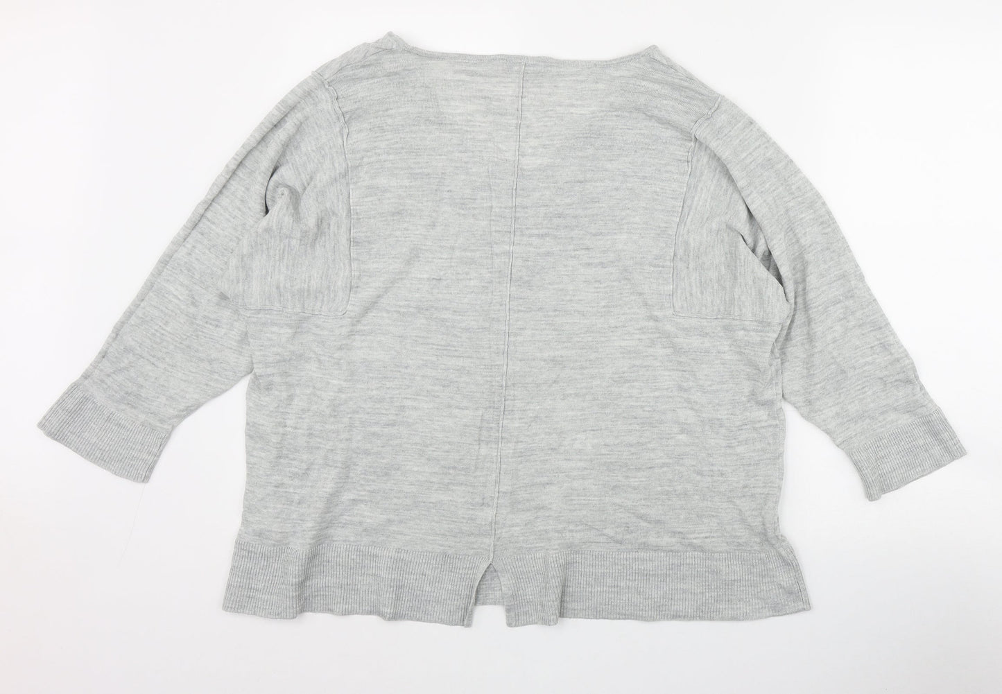 Per Una Womens Grey V-Neck  Acrylic Pullover Jumper Size 20