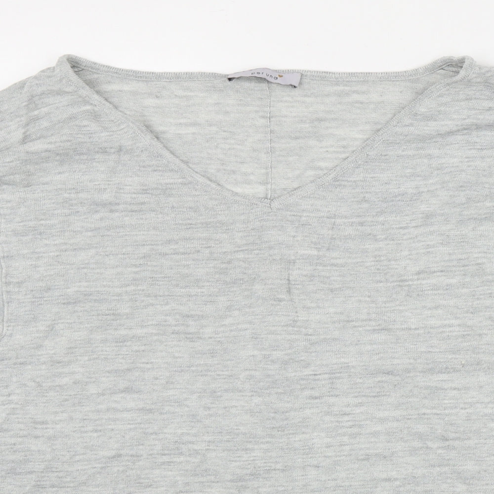 Per Una Womens Grey V-Neck  Acrylic Pullover Jumper Size 20