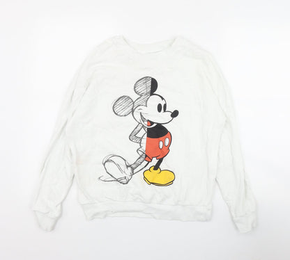 Preloved George Womens White  Cotton Pullover Sweatshirt Size 8  Pullover - Mickey Mouse - Front