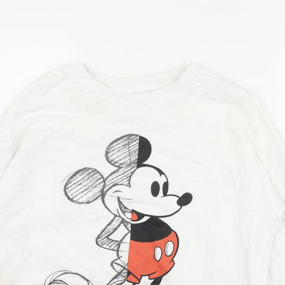 Preloved George Womens White  Cotton Pullover Sweatshirt Size 8  Pullover - Mickey Mouse - Detail