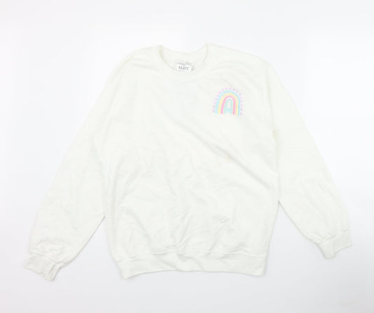 M&C Womens White  Cotton Pullover Sweatshirt Size S  Pullover - 'Thank you NHS'