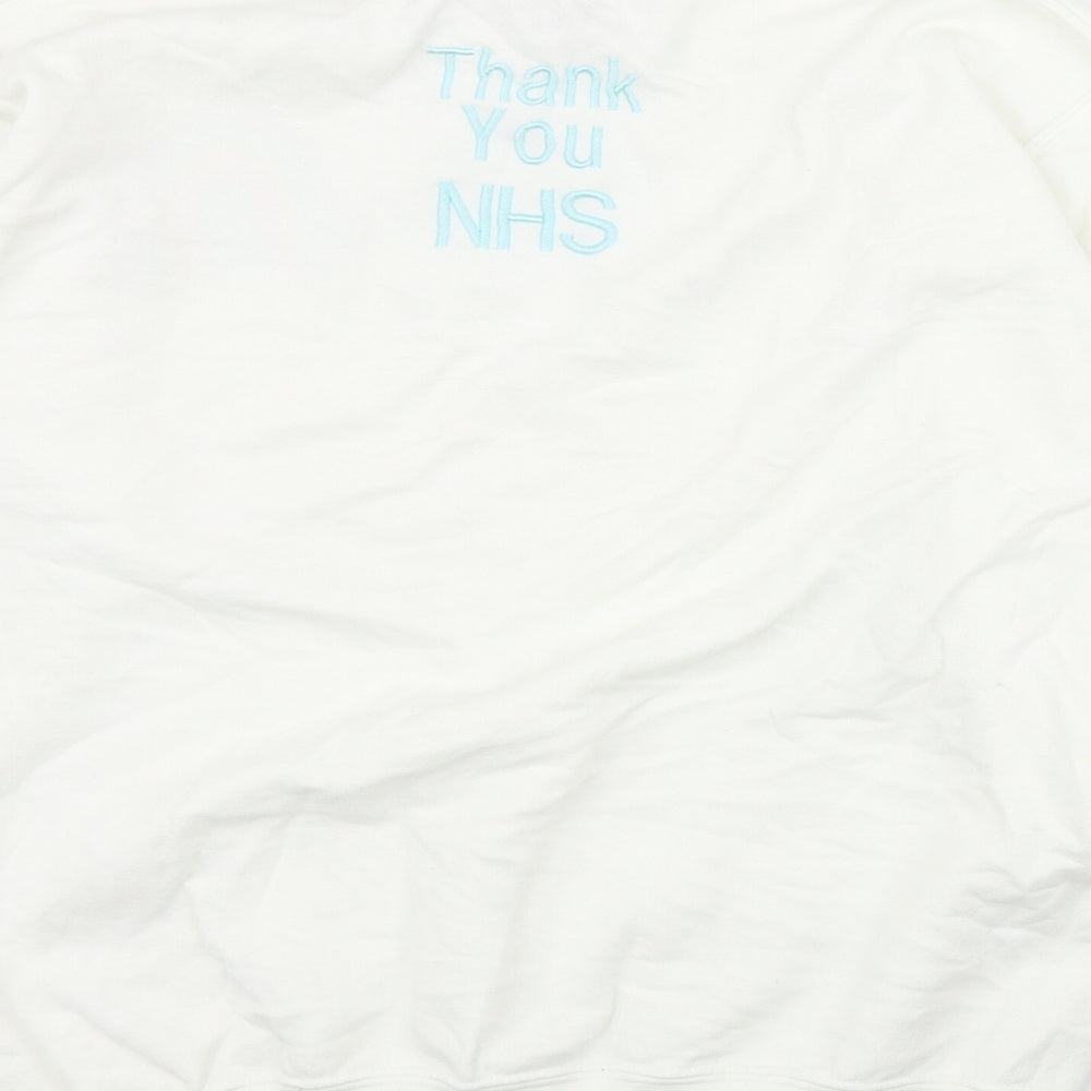 M&C Womens White  Cotton Pullover Sweatshirt Size S  Pullover - 'Thank you NHS'