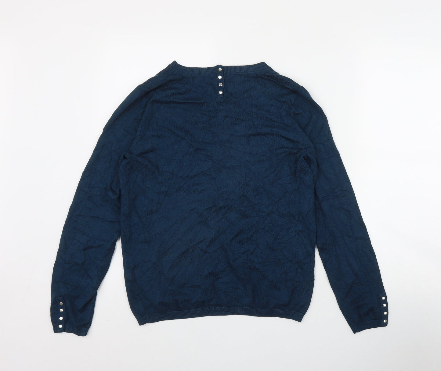 Collection Womens Blue Round Neck  Viscose Pullover Jumper Size 10