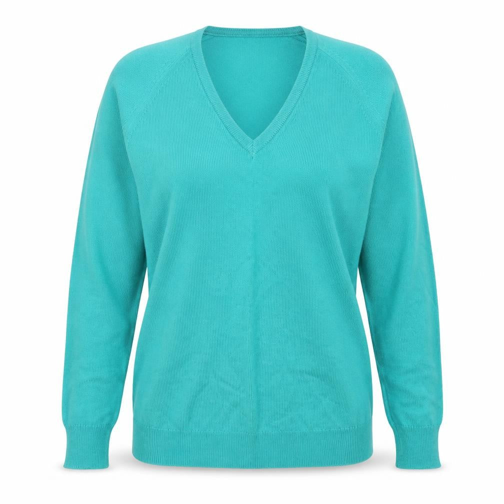 Fine Fare Womens Green V-Neck  Acrylic Pullover Jumper Size 10