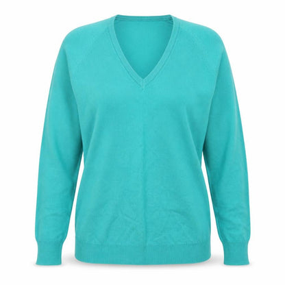 Fine Fare Womens Green V-Neck  Acrylic Pullover Jumper Size 10