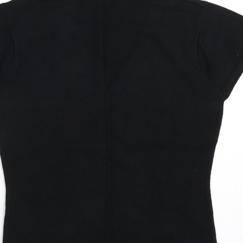 Wallis Womens Black V-Neck  Viscose Pullover Jumper Size 8