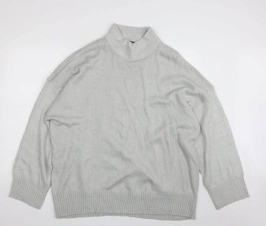 Missguided Womens Grey High Neck  Acrylic Pullover Jumper Size 14   - Size 14-16