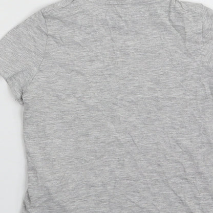 Marks & Spencer Girls Grey  Cotton Pullover T-Shirt Size 6-7 Years Crew Neck Pullover